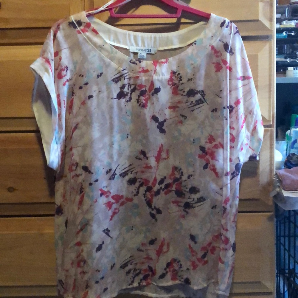 Sheer white, pink, purple and blue Forever21 top